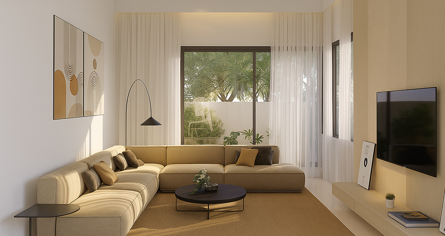 Villa interior with excellent cross ventilation and large windows